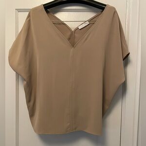 OAK + FORT Taupe V-Neck Draped Batwing Top